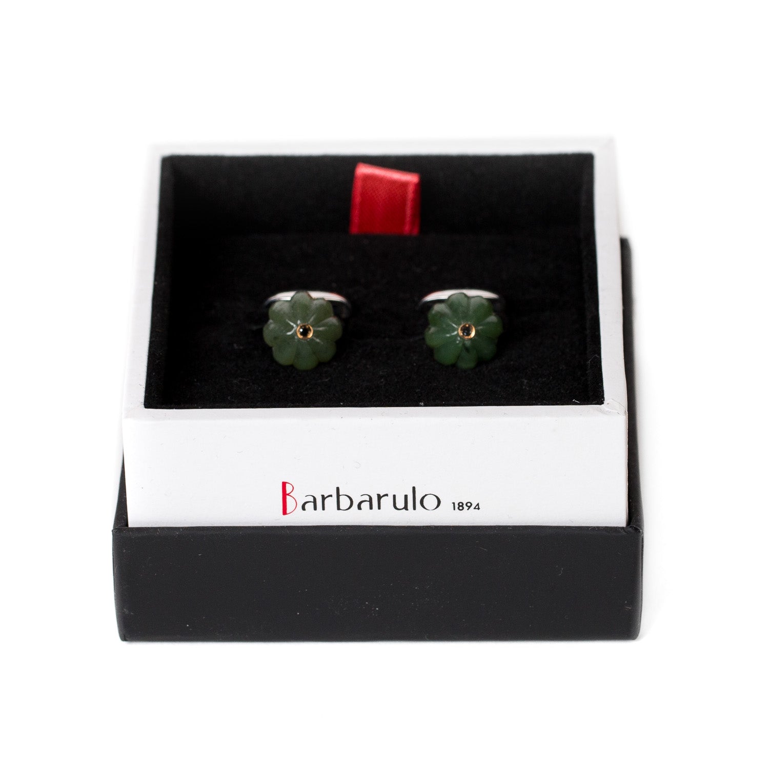 Cufflinks "Jade Flower Diamond" made of Sterling Silver - purely handmade